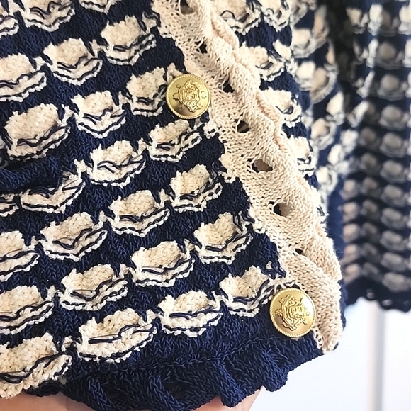 J. Crew Cream and Navy Cardigan - Picture 6 of 11